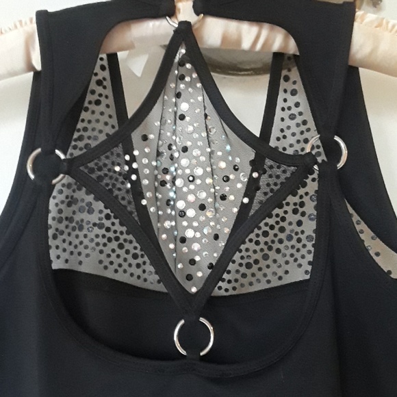 Black Bodycon Dress Studded Crystals NWT - Picture 5 of 6